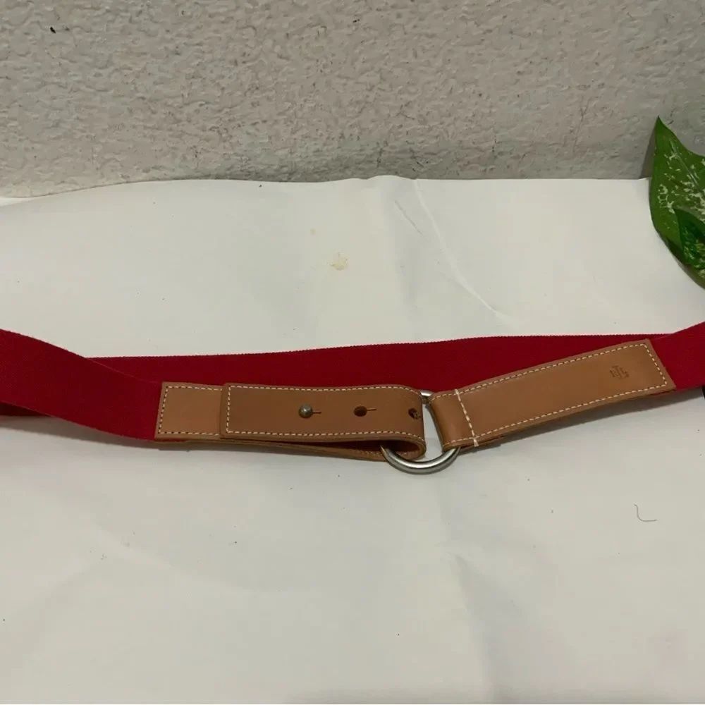 New Ralph  Lauren Leather Elastic Red Belt Women's XL NWOT